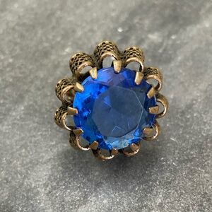 Vintage West Germany Large Blue Crystal Statement Ring